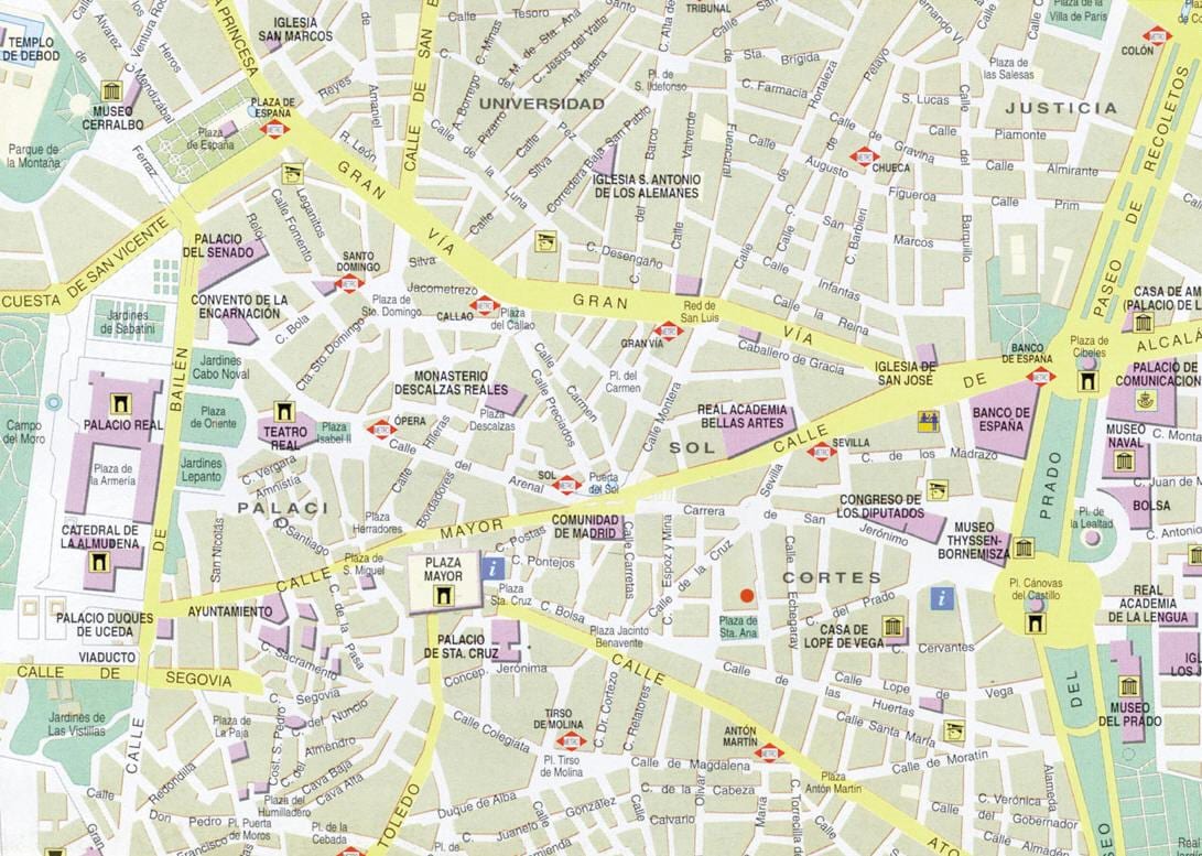 Madryt mapa w centrum miasta