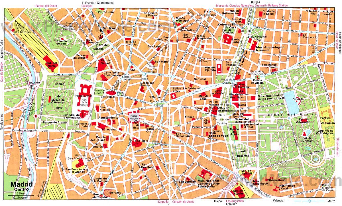 Madryt, Hiszpania miasto na mapie