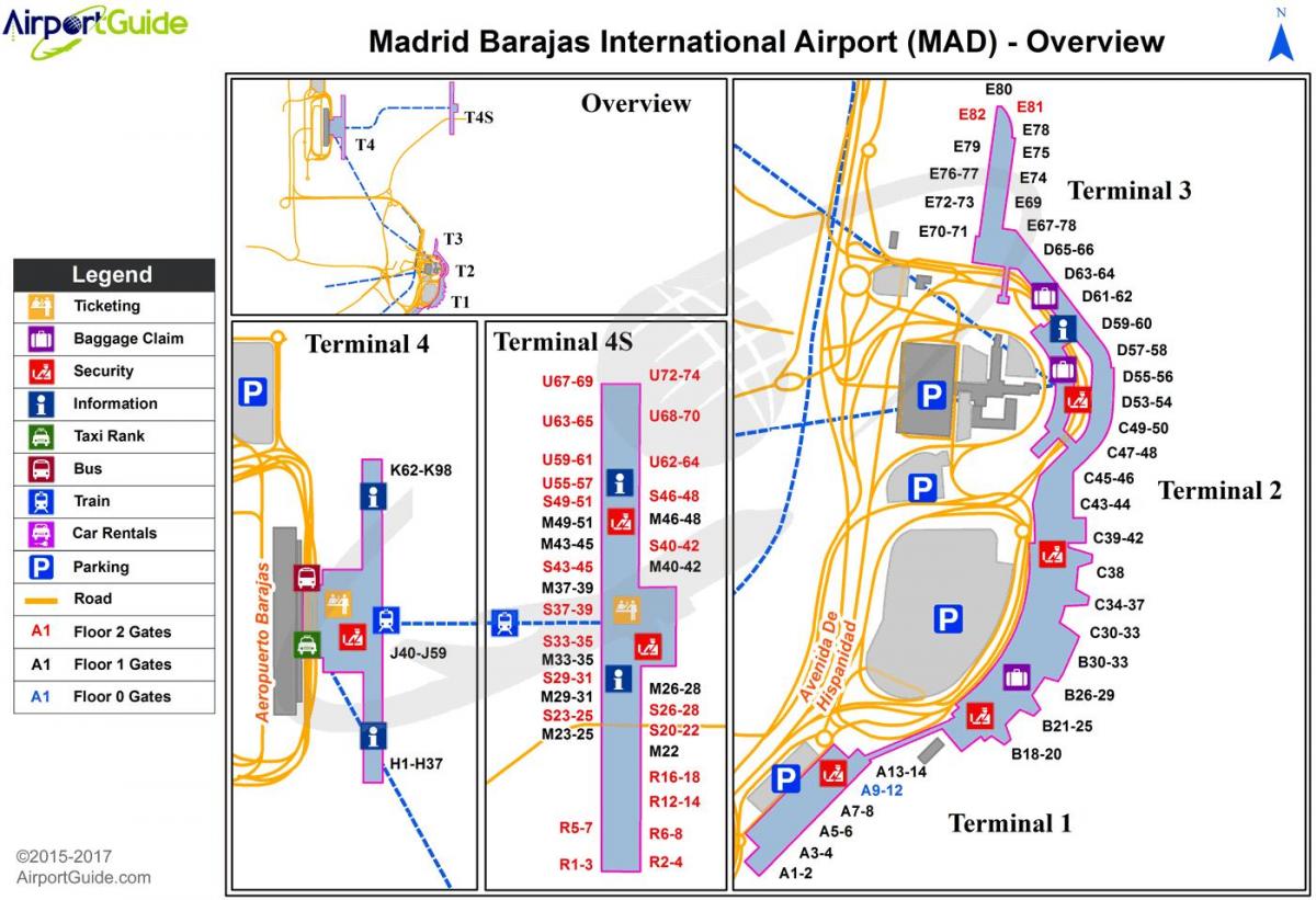 mapa lotnisko Madryt w Hiszpanii 