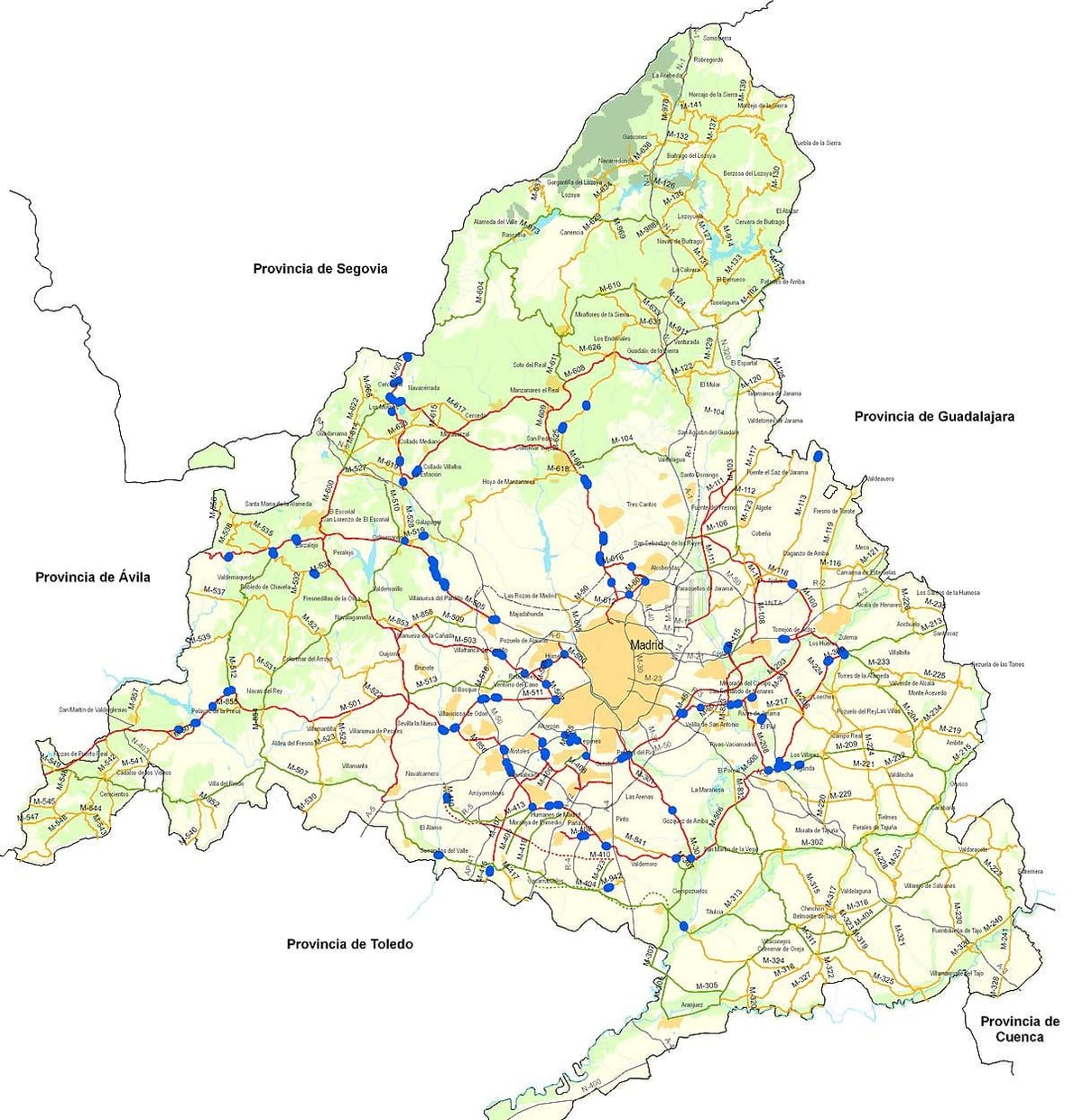 mapa Madrytu drodze