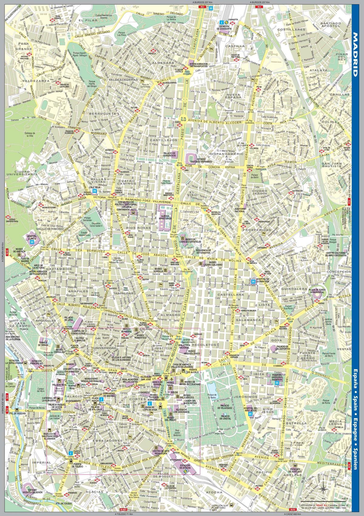 mapa ulic Madrytu do centrum miasta 