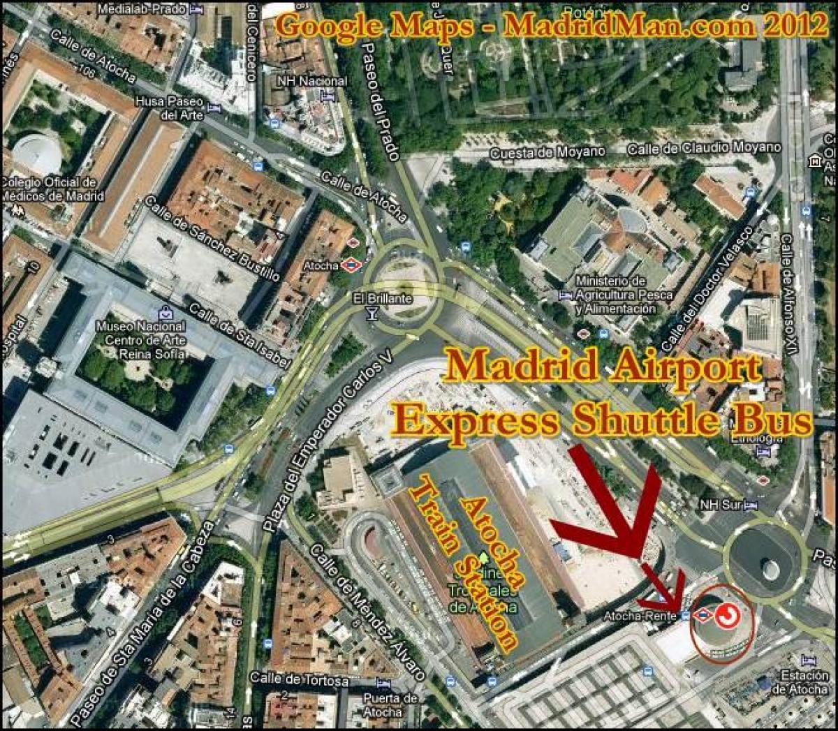 Puerta de Atocha dworzec kolejowy mapie