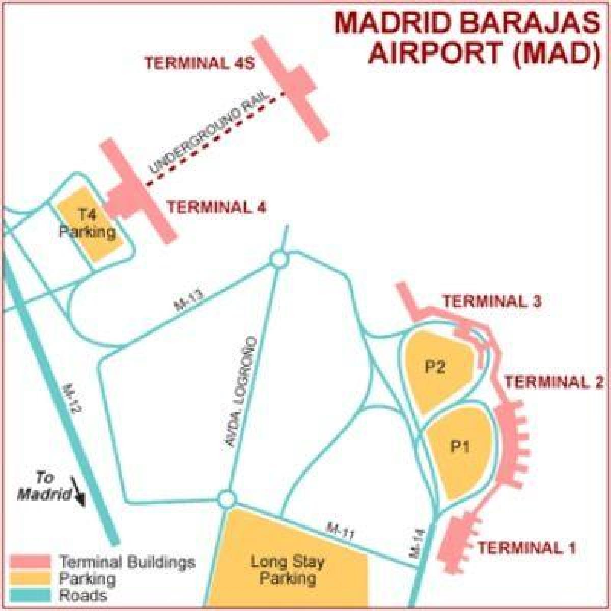 Terminal lotniska w madrycie mapie