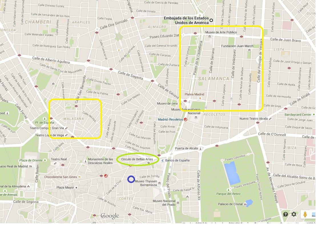 mapa malasaña w Madrycie