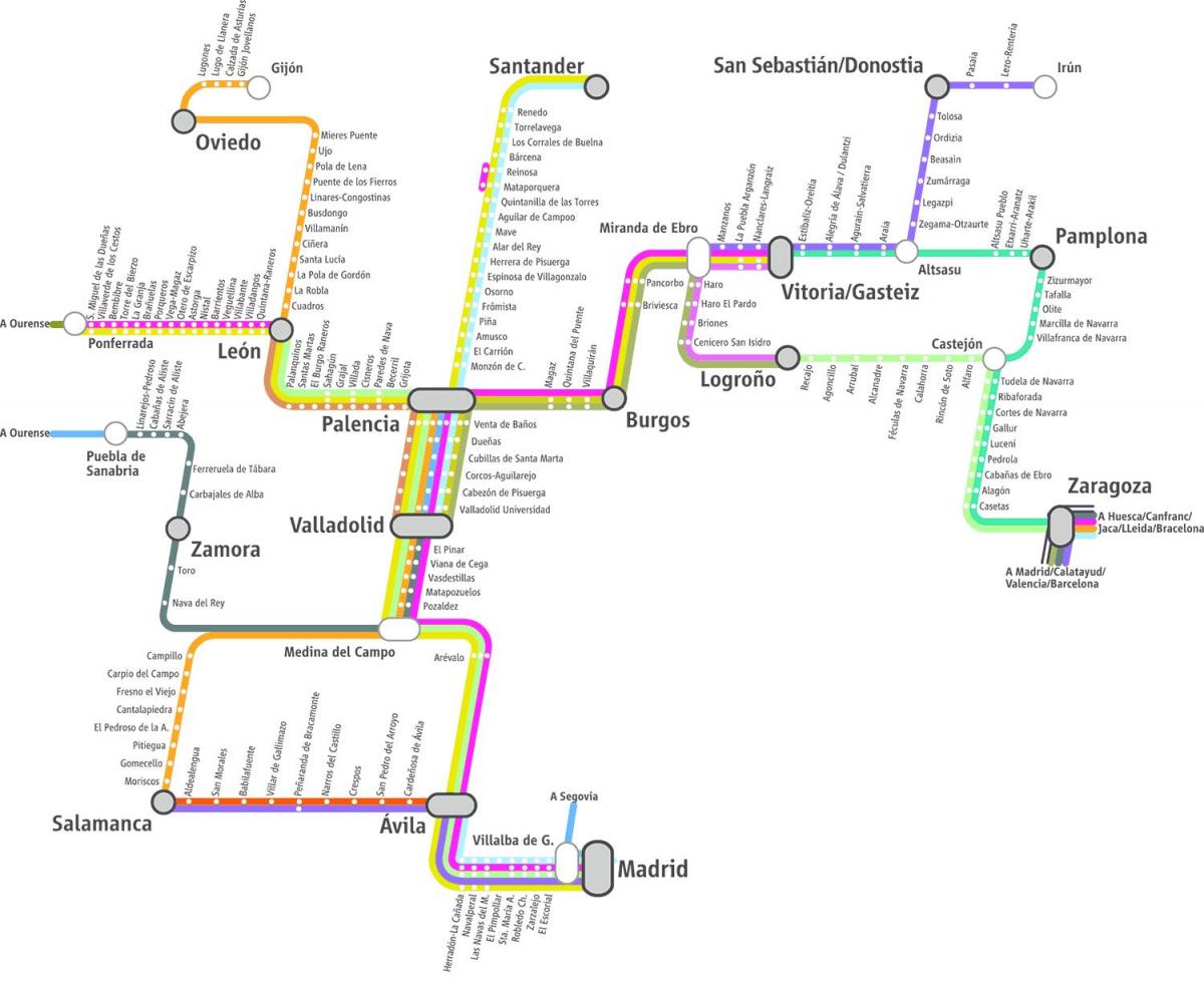mapa Renfe pociągi mapie Madrytu