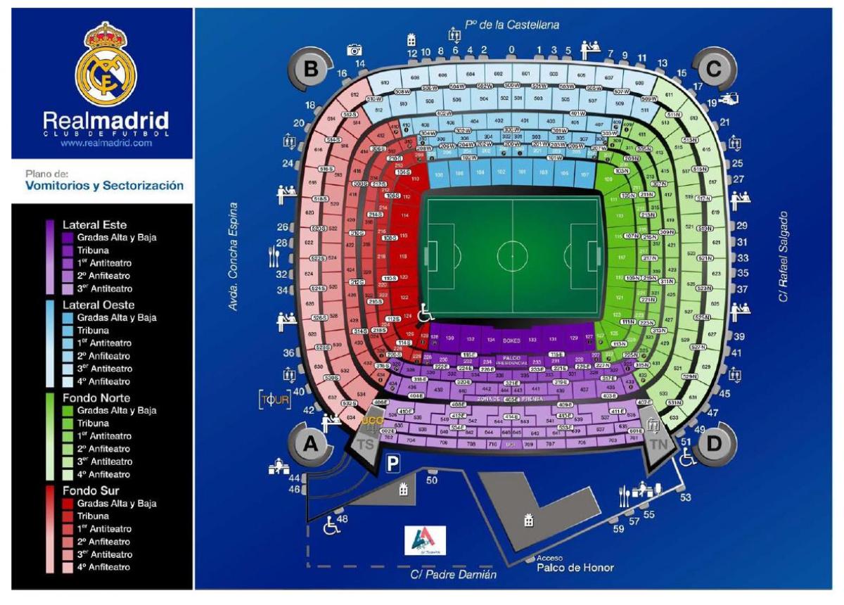 stadion Santiago Bernabeu na mapie