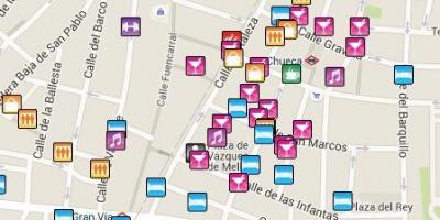 Gejowskiej dzielnicy Madrytu mapie
