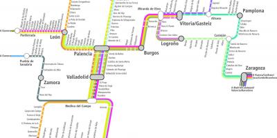 Mapa Renfe pociągi mapie Madrytu